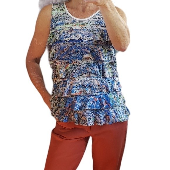 Mely New York Layered Ruffle Tank Top Size M - Picture 1 of 8
